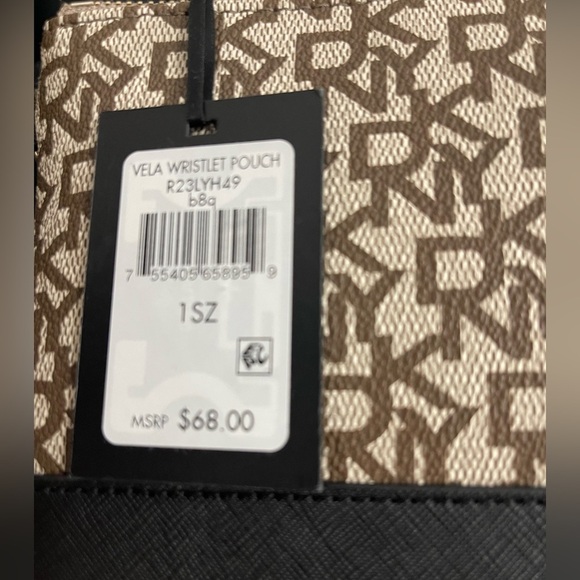 DKNY Vela Wristlet Pouch Brown Black Zip Top NEW AUTHENTIC -Store Display - Picture 8 of 9